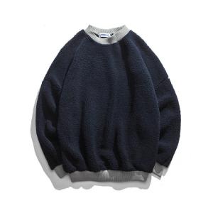 Plain Crewneck Sherpa Fleece Sweatshirt , Boys Sherpa Pullover Jacket Plain Dyed