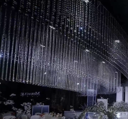 Glass Crystal Bead Curtains Ceiling Hanging With Crystal Ball Event Drape Wedding Decoration