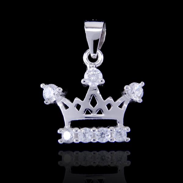 Oem Design 925 Silver Cubic Zirconia Pendant / Beautiful Flower Shaped Pendant