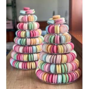 12 Pcs PET Plastic Macaron Containers Embossing Printing Handling