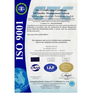 Sollente Opto-Electronic Technology Co., Ltd Certifications