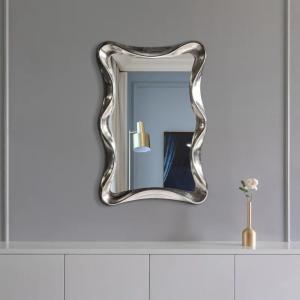 Wave Shape Wall Mounted Makeup Mirror Magnifying Silver Bathroom