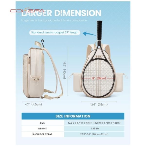 2026 New Style Lightweight Multi-Functional Polyester Backpack Waterproof Tennis Racket Backpack for Men & Women Suitable for Tennis and Badminton