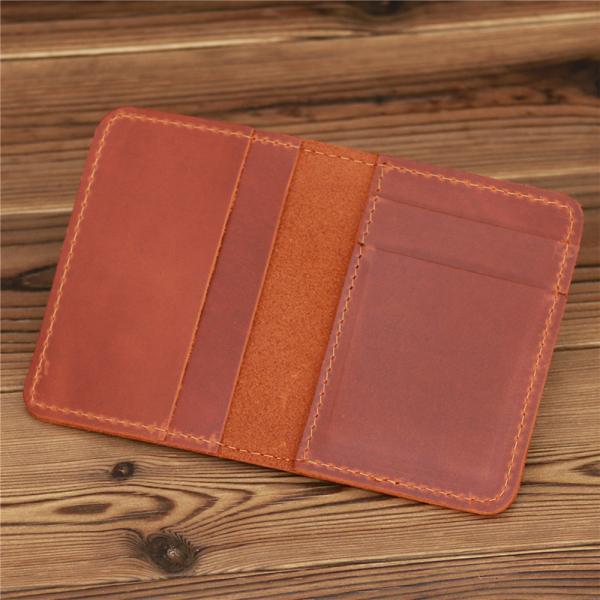 Credit Card Luxury Full Grain Leather Burnished Finish Bifold Front Pocket Slim Wallet