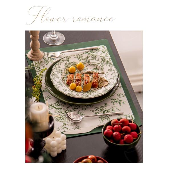 Couple Ceramic Dinnerware Set Perfect Valentine'S Present With Plant Pattern