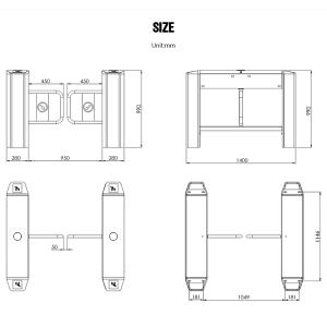 SS304 Swing Barrier Turnstile with 20W Motor Power 4 Pairs Infrared Detection