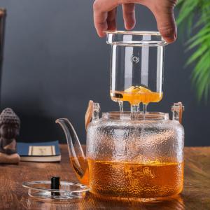 Handmade 1000ml Clear Glass Teapot Borosilicate Material Eco Friendly