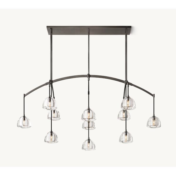 72" Crystal Brass Chandelier Customized Hemisphere Chandelier Dimmable