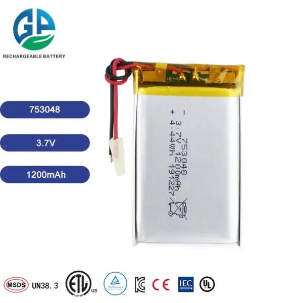 KC Approved 753048 1200mAh 3.7v Rechargeable Lipo Battery For Monitor Smart Toy