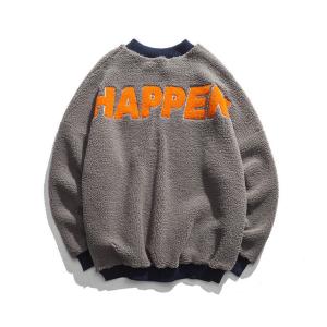 Plain Crewneck Sherpa Fleece Sweatshirt , Boys Sherpa Pullover Jacket Plain Dyed