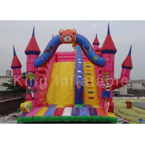 Customized 0.55mm PVC Pink Inflatable Vivid Animals Dry Slide amusement park