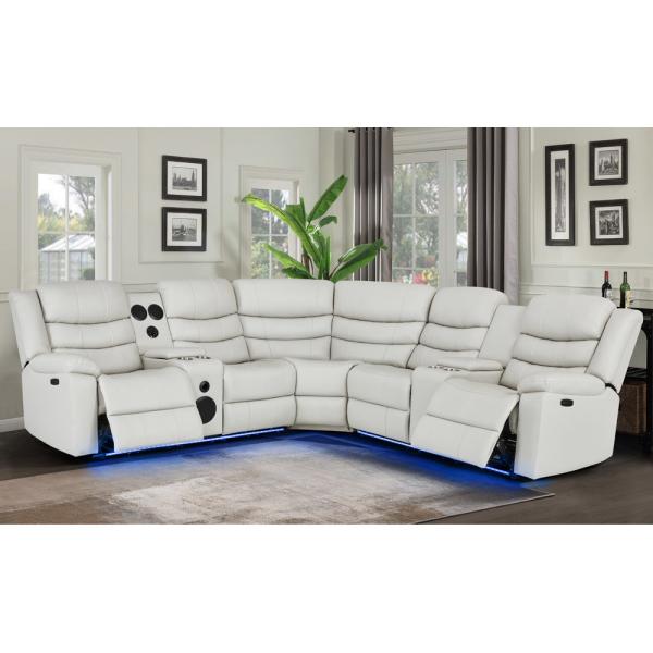 Power Recliner Corner Sofa with 2 Power Recliner Seats and Storage Box and