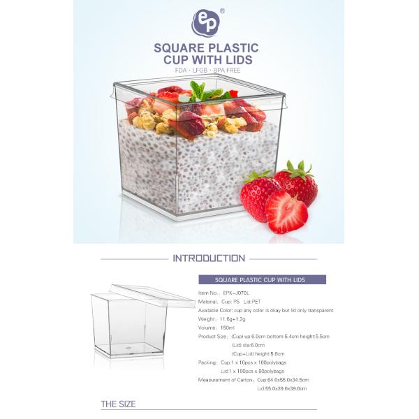 Wholesale Clear Plastic Smoothie Pudding Dessert Disposable Cups With Lids