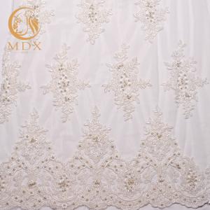 Wholesale MDX Bridal White French Lace Fabric Beaded Embroidered 140cm Width from china suppliers