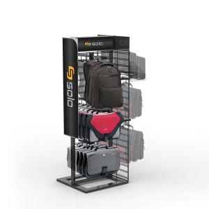 Metal Double Sided Wire Grid Display Racks Backpack Display Stand With Hooks