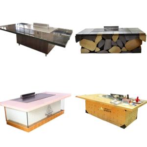 Customized Rectangle Teppanyaki Hibachi Grill Table , Gas Grill Griddle Plate