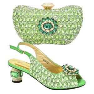 Wholesale Matching Peach Shoes and Bags in Apple Green Color with PU Lining Material Quantity 100 from china suppliers