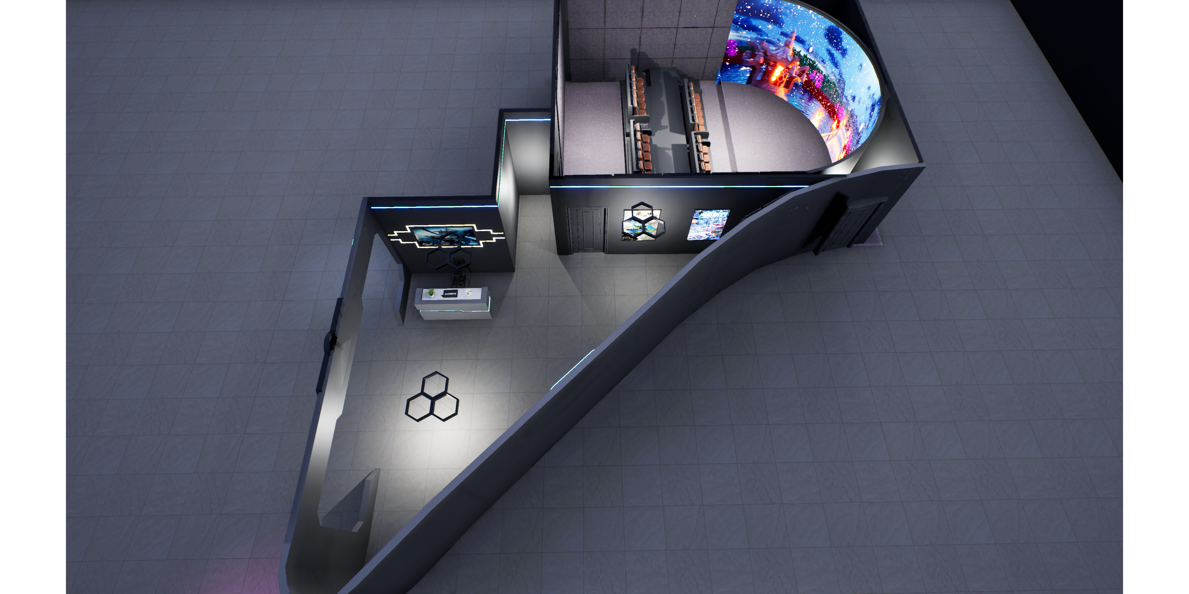 150 Degree Vertical Perspective Coverage Curved Screen Cinema with Modular