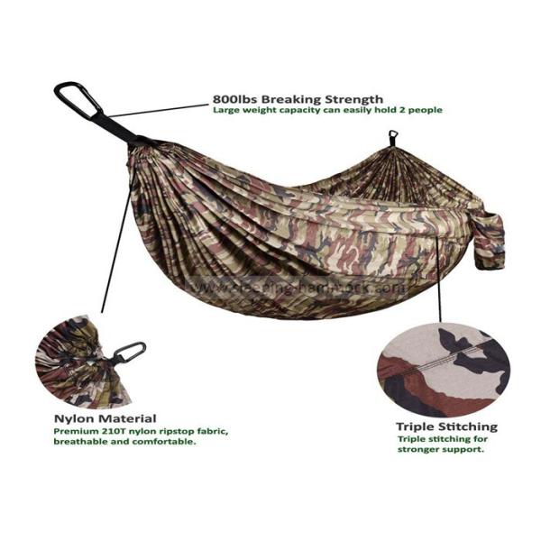Portable Lightweight Double Camping Hammock , Camouflage Army Surplus Jungle