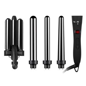 Ceramic Tourmaline Barrels Interchangeable Curling Iron Set LCD Temp Control