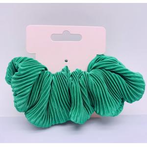 China Ponytail Pleated Velvet Hair Scrunchies Elastic Green For Lady on sale