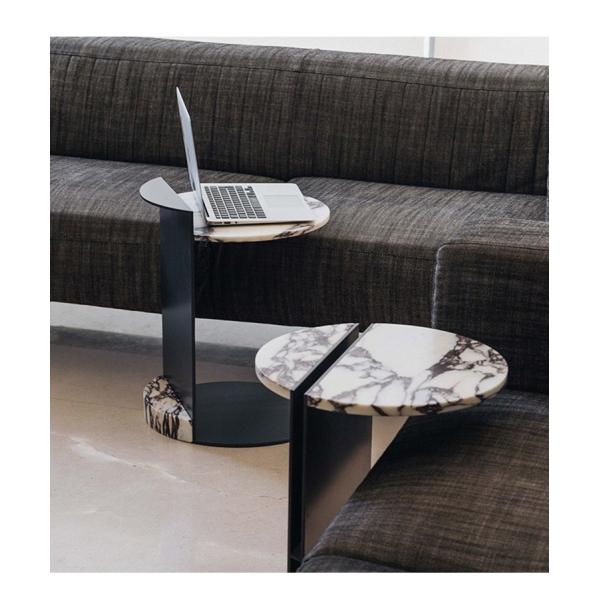 Antioxidant Hotel Coffee Table Iron With Wooden Top Side Table Rock Plate C Type Couch Side Table