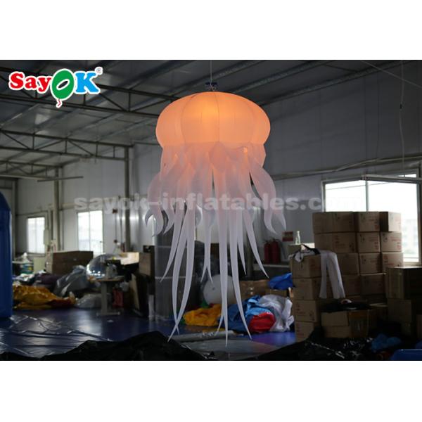 Green Inflatable Lighting Decoration / Amusement Park Blow Up Jellyfish Glowing