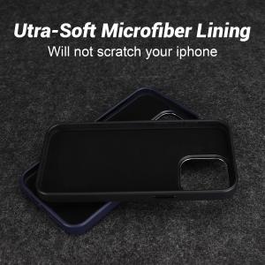 Embossed Logo Magsafe Leather Cases Design Style Shockproof Mobile Covers Blue