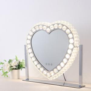 Heart Crystal Vanity Mirror Led Magnifying Mirror ODM
