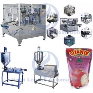 Fruit Drink Premade Bag Packing Machine , Vegetable Juice Stand Up Bag Filling