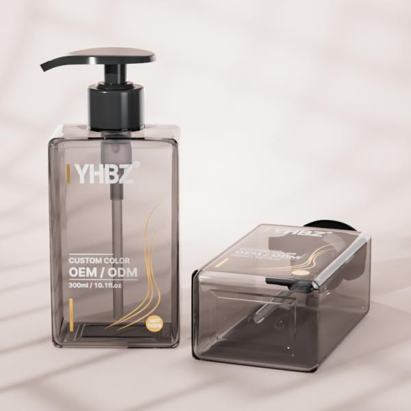 300ml Square PET Plastic Pump Bottle for Liquid Soap and Shampoo with Screw-on