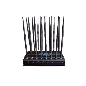 Desktop Wifi Mobile Phone Signal Jammer 16 Bands With 38w Power , 238x60x395mm
