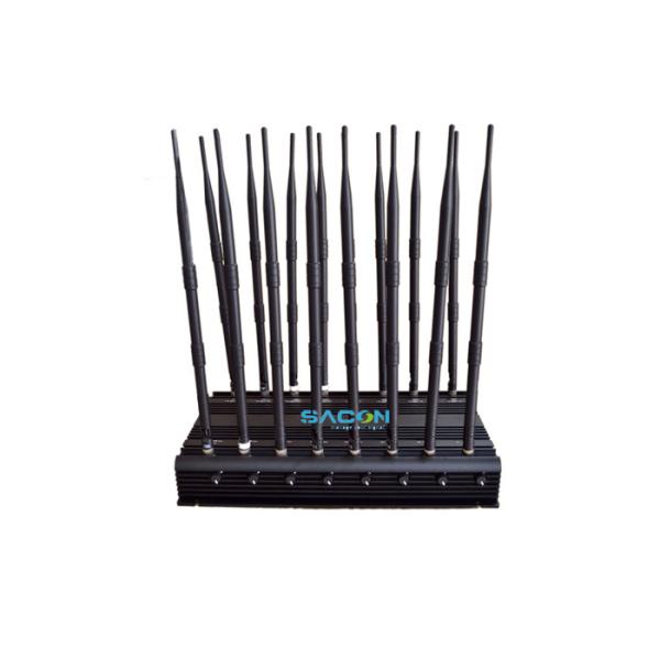 Desktop Wifi Mobile Phone Signal Jammer 16 Bands With 38w Power , 238x60x395mm