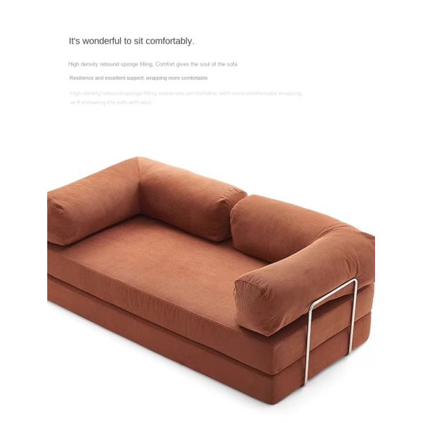 Modern Compression Sofa Set Fully Removable Fabric Sponge Filled Straight Legs Stainless Steel School Living Room Sofa Bed
