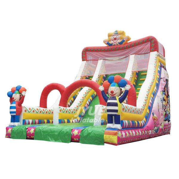 Quality 0.55mm PVC Inflatable Dry Slide With Printing Amusement Park Water Slides for sale