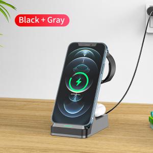 Portable Desktop Wireless Charger 3 In 1 Magnetic Wireless Charger AL ABS PC