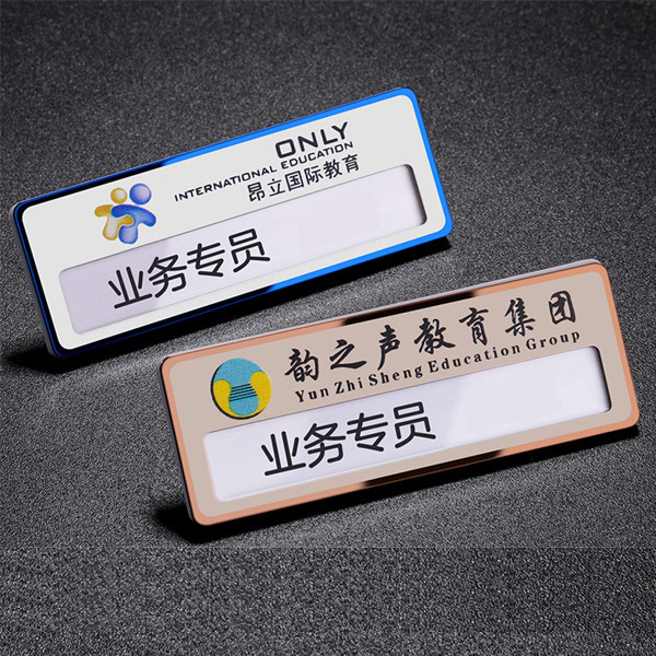 Custom Stainless Steel Name Badge With Logo Replaceable Insert Premium Name Tag