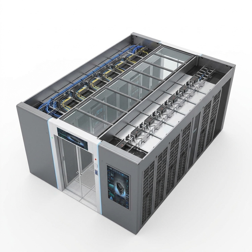 14 Cabinet Modular Data Center 120K Tower Modular UPS Room-Level Cooling 4800x3600x2000mm