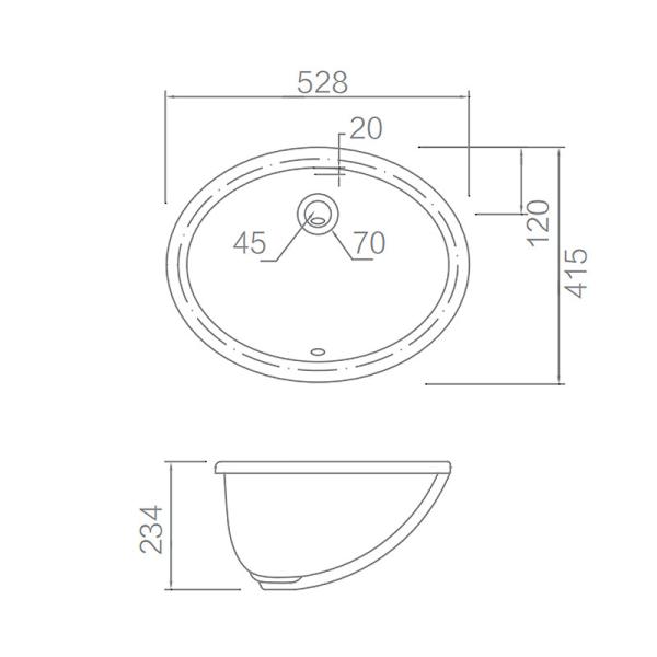 Sanitary Ware Porcelain Bathroom Basin Under Counter for Bathroom