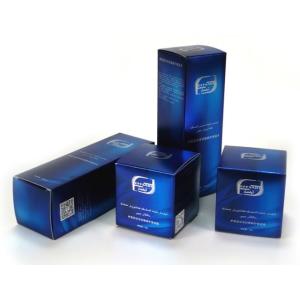 0.6mm Thick Cosmetic Packaging Boxes 6cm Width Custom Blue Debossed