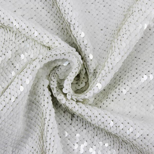 High Quality 100 Polyester white Sequin Iridescent Holographic Changing Fabric