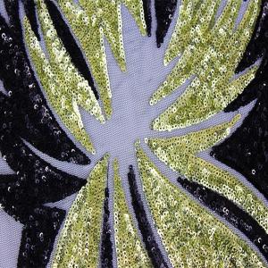 100% Polyester All Over Embroidered Tulle Fabric Mesh Sequin Fabric