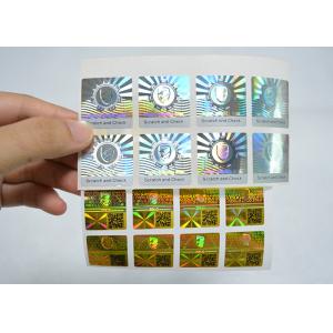 Polyester Film Custom 3d Hologram Stickers , Golden Laser Hologram Sticker