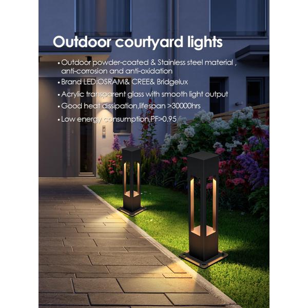 Aluminum IP65 LED Lawn Lamp Bollard Light for Yard Pathway Bridgelux LED 3000K 10w With CE ROHS Certification