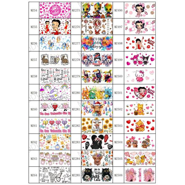 Custom Logo UV DTF Cup Wrap Transfers For Libbey Glass Tumbler Valentine'S Day Cups Wraps