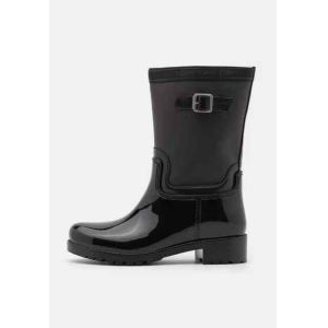 China Ladies Pvc Tall Garden Boots Waterproof Rain Boots With Solid Pvc Upper Buckled Trims on sale