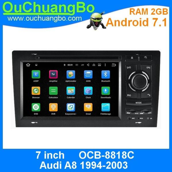 Quality Ouchuangbo car dvd gps navigation multimedia stereo for Audi A8 1994-2003 with HD 1080P video  android 7.1 system for sale