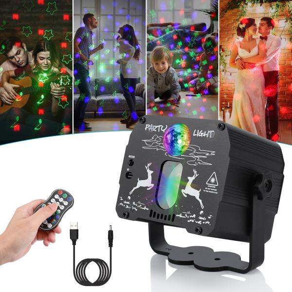 Party Disco Lights DJ Lights LED Sound Activated Remote Control RGB LED Stage Laser Light for Parties Holiday Decoration