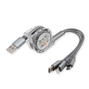 Customized Retractable 3 In 1 Braided Charging Cable For All Mobile Phone