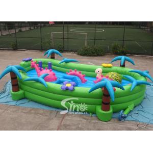 Toddlers Garden Inflatable Games With Horse And Turtle , Green / Blue / Pink